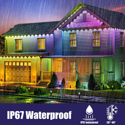 Permanent Outdoor Lights, 50ft Smart RGB LED Eaves Lights with APP Control, Waterproof for Christams, Wedding, Patry, Outdoor Decorations - 30LEDs