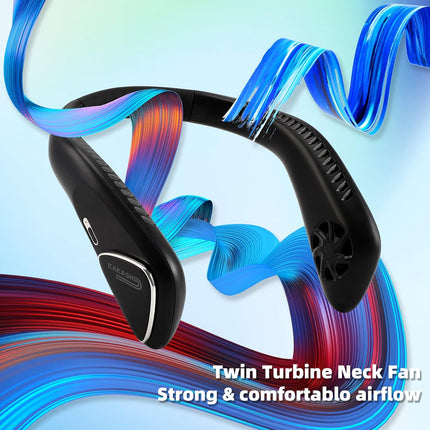 6000Mah Portable Neck Fan Rechargeable, Bladeless Operated Wearable Personal Fan With 3 Speeds, 360°Cooling Leafless Hanging Neck