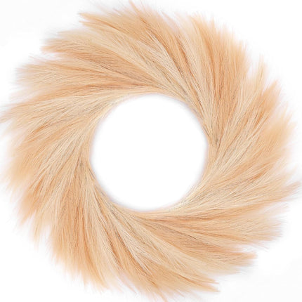 Pampas Grass Wreath, 26'' Faux Pampas Wreath for Front Door, Artificial Wreath for All Seasons, Boho Wall Decor, Farmhouse Pampas Grass Garland, DIY Fall Wreath Autumn Wreath (Beige and Brown)