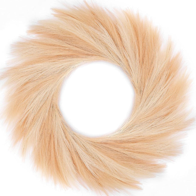 Pampas Grass Wreath, 26'' Faux Pampas Wreath for Front Door, Artificial Wreath for All Seasons, Boho Wall Decor, Farmhouse Pampas Grass Garland, DIY Fall Wreath Autumn Wreath (Beige and Brown)