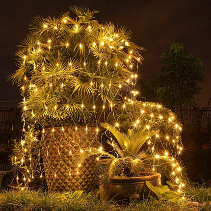 Anycosy Solar Net Lights Outdoor, 390 LED 13ft x 5ft Remote Control Mesh Lights Waterproof, Solar Powered Christmas Lights Decorations with 8 Modes for Outdoor (Warm White)