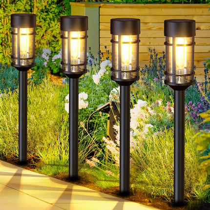 Solar Pathway Lights 8 Pack, Bright Solar Lights Outdoor Waterproof Ip65, Led Solar Garden Lights Metal Landscape Lighting