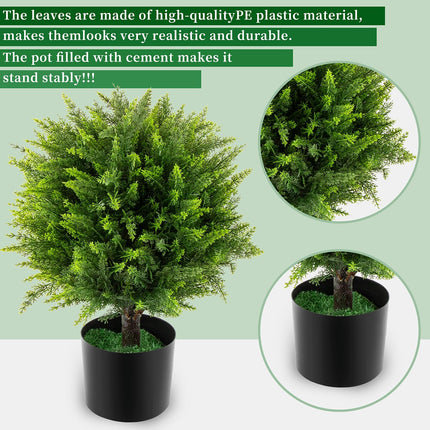 21 inch (53cm) Artificial Cedar Ball Trees, Decorated in Front of Indoor and Outdoor Garden Doors, UV Resistant Artificial shrubs and Potted Plants(1pcs)