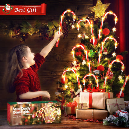 Christmas Decorations Outdoor, AHAORIGIN 12 Pack Solar Candy Cane Lights Christmas Yard Decorations Outside with 10 Modes and Bright 72 LED, 28ft Longer Waterproof Solar Christmas Pathway Lights