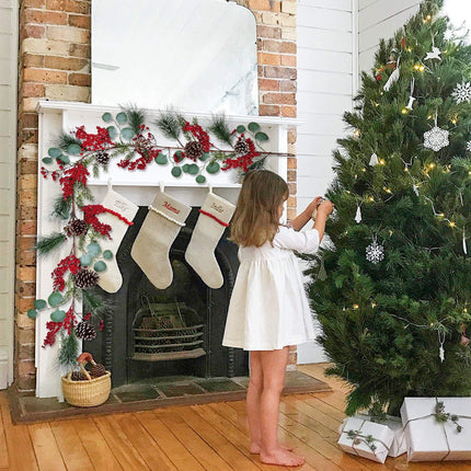 DearHouse 6 FT Red Berry Christmas Garland with Berries Pine Cones Spruce Eucalyptus Leaves Winter Greenery Garland for Holiday Season Mantel Fireplace Table Runner Centerpiece Decor
