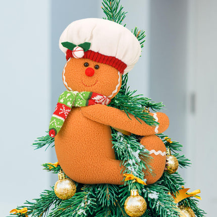 Gingerbread Man Christmas Tree Topper Decorations Gingerbread Christmas Decorations for Home Christmas Tree, Wine Bottle & Curtain Ornaments Funny Home Decorations