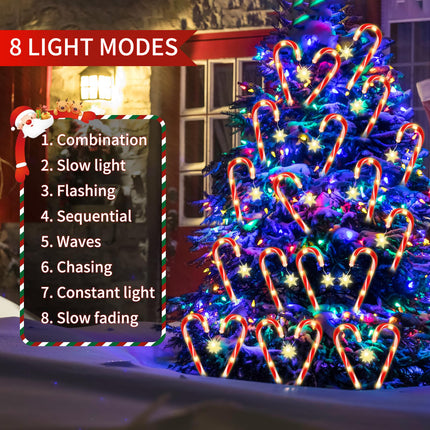 21" Candy Cane Christmas Decorations Outdoor 12 Packs Jumbo Candy Cane Pathway Lights 8 Modes LED Outdoor Candy Cane Decorations Christmas Pathway Lights for Party Patio Garden Lawn Yard Decor