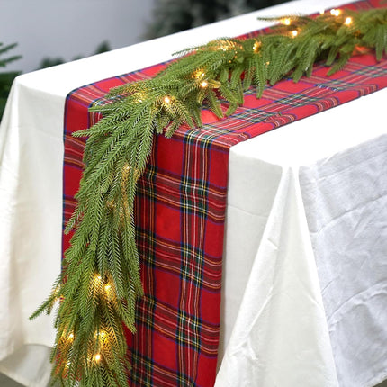 Christmas Norfolk Pine Garland 6ft Timer Light Artificial Greenery Garlands Xmas Table Decorations Holiday Fireplace Wall Stair Railing Decor
