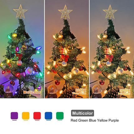 25 Pack C7 LED Night Light Bulbs Multicolor, Christmas Replacement Bulbs E12 Candelabra Base Shatterproof Plastic Lights, 0.6W Equivalent to 7W, Chandelier Candle String Light Bulbs