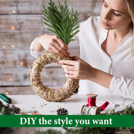 15 Pcs Christmas Norfolk Pine Branches- 19" Extra Length Fake Greenery Norfolk Pine Stems Sprigs- Artificial Xmas Branches Plants Pine Needles for DIY Craft Garland Home Garden Decor