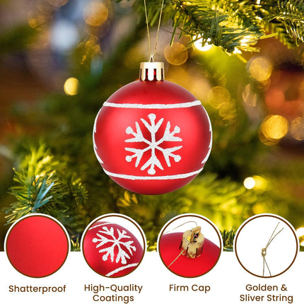 FestiveBliss Christmas Ornaments 71 Count, Christmas Balls, Christmas Decorations for Tree, 23, Shatterproof Christmas Ornaments, Red and White Ornaments Christmas, Plastic Ornaments