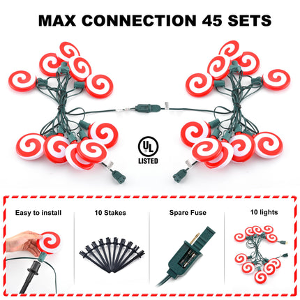 Ultimate Unicorn Christmas Lollipop Pathway Lights for Christmas Decoration, Red Peppermint Lights Outdoor with Stakes, LED Lollipop Lights for Pathway Yard Sidewalk Garden Rooftop
