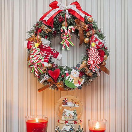 Blulu 6 Pcs Christmas Tree Candy Cane Ornaments Peppermint Lollipop Ornaments Candy Xmas Tree Hanging Decor Polymer Clay Lollipop Pendants Fake Candy Canes Craft for Holiday Wreath Party 4.7 x 2.4 in