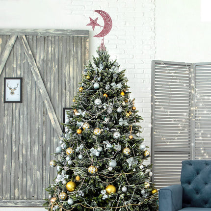 ABOOFAN Christmas Tree Topper Moon and Star Tree Topper Glitter Star Tree Topper Christmas Tree Decorations for Holiday Wedding Birthday Christmas Table Ornaments