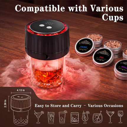 AOZUO Whiskey Smoker Kit - Electric Cocktail Smoker with 6 Wood Chips