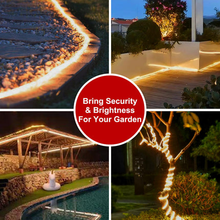 LUHLEE Solar LED Strip Lights Outdoor,Brighter 600 LED 32.8FT Solar String Lights Outdoor with Remote,8 Lighting Modes Auto ON/Off Rope Lights for Outside,Deck,Steps,Christmas Decor Lighting