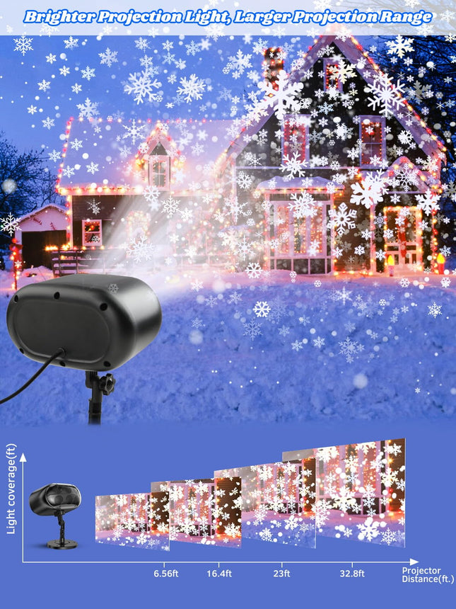 Christmas Projector Lights Outdoor - Bigger LED Waterproof & Adjustable Christmas Snowflake Projector Lights Indoor for Xmas Christmas Party