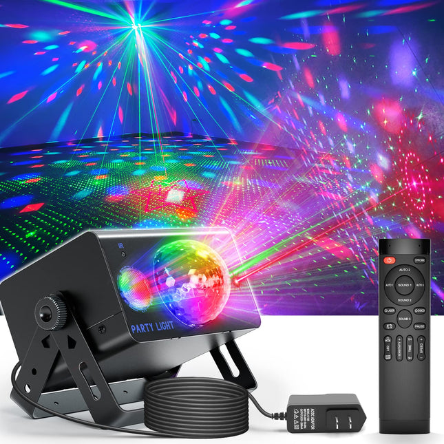 Disco Ball Light Party Lights, LED Sound Activated DJ Disco Light Stage Lights with Remote Control Strobe Lights for Parties Bar Birthday Indoor Room Decorations Christmas Halloween Club Wedding