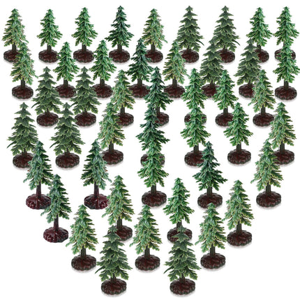 60 Pcs 2.8 Inches Mini Christmas Tree Artificial Christmas Tree Miniature Craft Christmas Pine Tree with Plastic Base for Xmas Party Cake Toppers Kitchen Office Desktop Craft Decorations