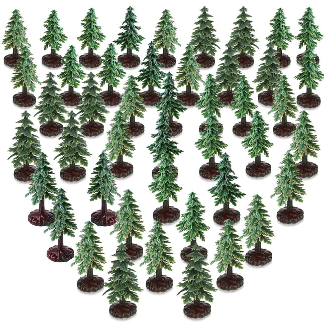 60 Pcs 2.8 Inches Mini Christmas Tree Artificial Christmas Tree Miniature Craft Christmas Pine Tree with Plastic Base for Xmas Party Cake Toppers Kitchen Office Desktop Craft Decorations