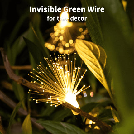 YOLIGHT 33FT Fiber Optic Fairy Lights 60 LED Starburst Firework String Lights Green Wire Christmas Lights for Indoor Outdoor Wedding, Christmas Tree, Garden, Patio, Party Decoration (Warm White)
