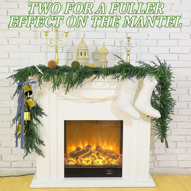 Jutom Christmas Garlands Norfolk Pine Garland Realistic Artificial Faux Greenery Garland Cedar Garland for Mantle Holiday Indoor Outdoor Fireplace Winter Christmas Decorations(1 Pcs,9 Feet)
