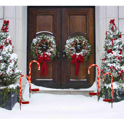 Candy Cane Solar Lights Christams Ourdoor Decoration Clearance - 4 Pack Outdoor Candy Cane Stakes with Built-in LED Lights for Pathway Walkway Christmas Decorations, 23 inch