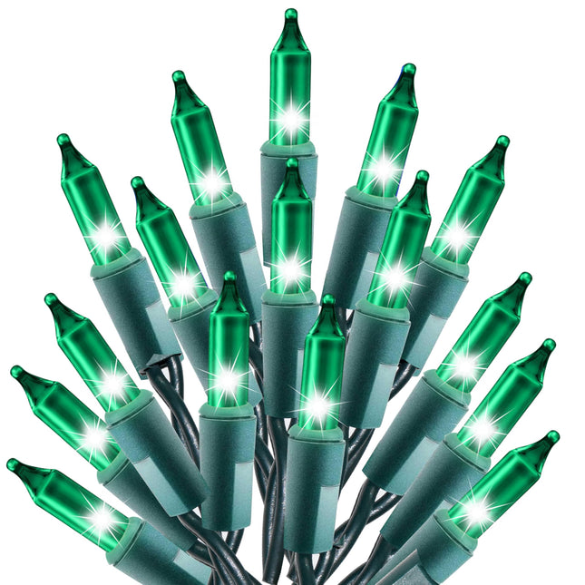 Holiday Essence 100-Count Green Christmas Light Set, String Lights with Green Wire, Professional Grade, Indoor and Outdoor Use, Decorate Christmas trees, bushes, and fences Garden Party, Patio Decor