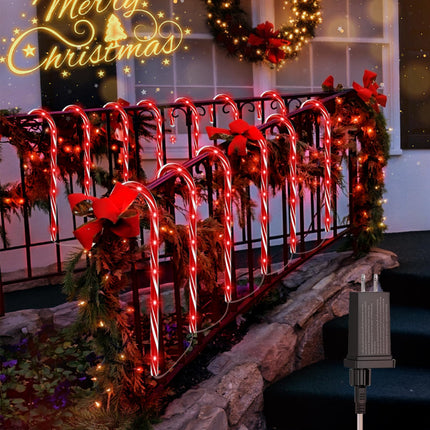 AOSEA 20 Pack Christmas Candy Cane Lights, d 160 Red LEDs Christmas Decorations Outdoor&Indoor, Christmas Light Waterproof with 8 Lighting Modes for Pathway, Yard, Walkway, Lawn, Garden Decor