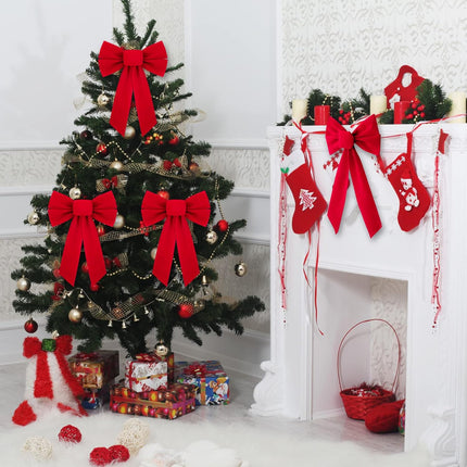 ANVAVO 24 Pack Red Velvet Christmas Bows 9 x 13 inches Holiday Christmas Bows Christmas Wreaths Decoration