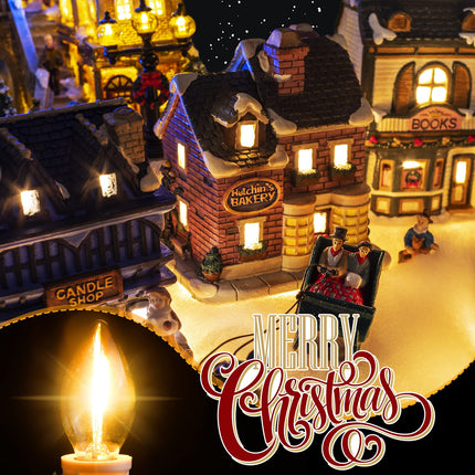 Coume Set of 3 Christmas Village Lights Accessory Cord with 6 LED C7 Bulb Light Cord for Village Houses with Switch Socket Lamp Cord Replacement Christmas Village Accessories Craft Projects 11.5 Feet