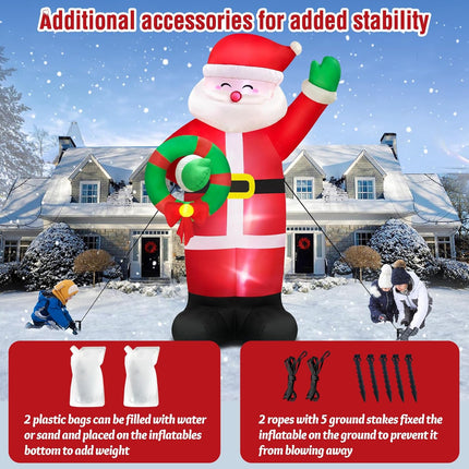 Danxilu 12 FT Giant Inflatable Santa Christmas Outdoor Decorations, Huge Santa Claus Christmas Blow up Yard Decorations Built-in LED Lights Outside Waterproof Xmas Decor for Holiday Party Garden Lawn