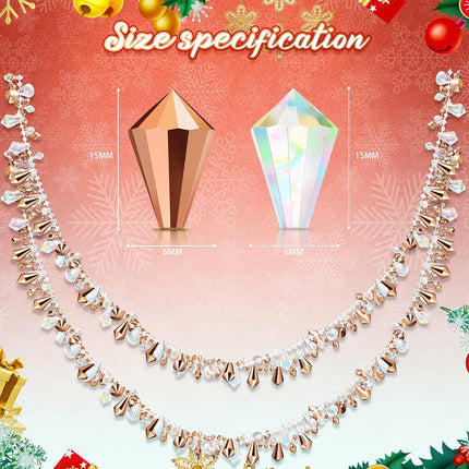 80 Feet 4 Rolls Clear Christmas Garlands Crystal Acrylic Bead Garlands Large Twist Christmas Bead Garlands Hanging Beaded Christmas Tree Garlands for Christmas Wedding Party (Rose Gold Series)