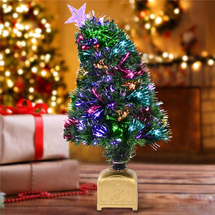 Ikfashoni 27inch Fiber Optic Christmas Tree Prelit Small Christmas Tree with Lights Artificial Mini Tabletop Christmas Tree Tiny Little Table Top Xmas Tree for Christmas Decorations