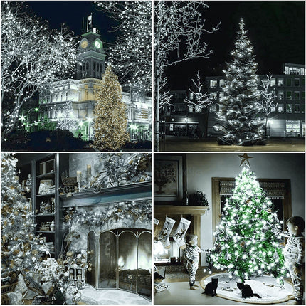 150 LED Cool White Christmas String Lights, 50 FT Green Wire, UL Connectable, Xmas Lights Outdoor or Indoor (Cool White)