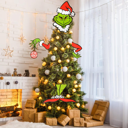 Christmas Tree Topper Decor - Christma Decor for Fence Garage Holiday Xmas Home Party Decor