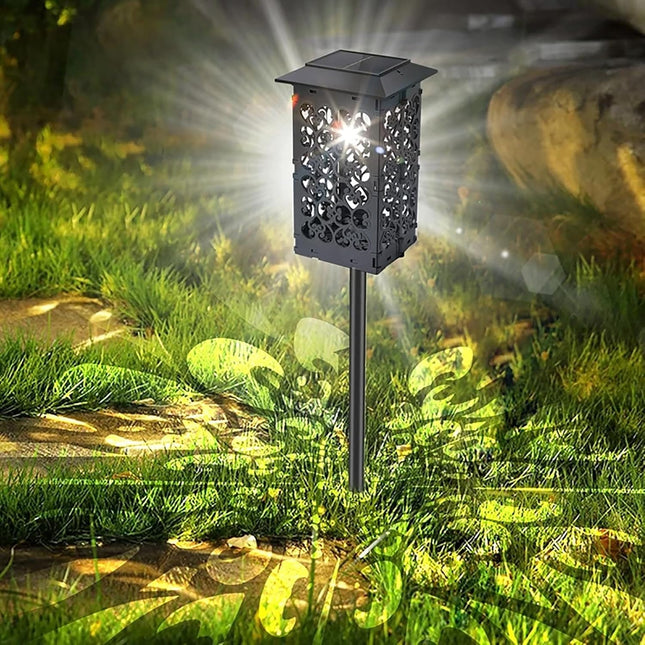 4 Pack Solar Pathway Lights, Solar Powered Outdoor Lights, Waterproof High Lumen Outdoor Solar Lights, Metal & Glass Garden Lights, for Patio, Yard Lawn and Garden