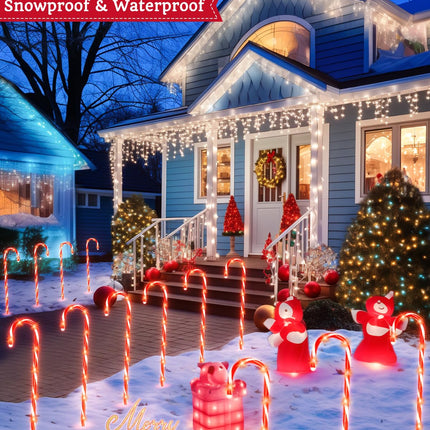 Luditek 29" Christmas Candy Cane Pathway Markers Set of 12 Christmas Outdoor Outside Decorations Lights 8 Blinking Modes Indoor Holiday Xmas Yard Patio Garden Walkway Decor