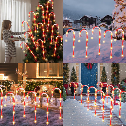 Ninonly 12 Pack Solar Christmas Lights, Outdoor Christmas Decorations, 8 Modes Candy Cane Lights Waterproof Brighter Pathway Lights for Garden Yard Xmas Holiday Outside Decor