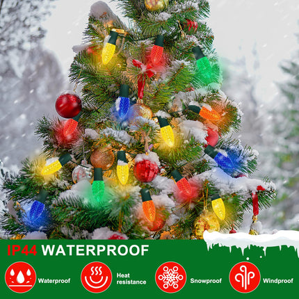 50 Packs C9 LED Christmas Light Bulbs Outdoor, Replacement Bulbs for Christmas String Lights, C9 Shatterproof LED Bulbs, Waterproof Dimmable Strawberry Lights Bulbs E17 Intermediate Base, Multicolor