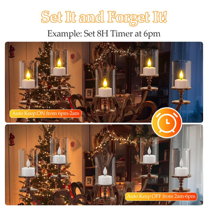 PChero Rechargeable Tea Lights with Remote Timer, 12 Packs Flickering Flameless LED Tealights Candles with 2 USB Charging Cables & Remote for Wedding Xmas Halloween Home Decor