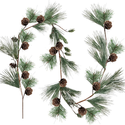 3 Pcs 6 ft Christmas Pine Garland with Pine Cones Green Christmas Decor Artificial Christmas Garland Modern Holiday Garland Winter Mantle Decor Garland Greenery Pine Tree Decor for Table Fireplace