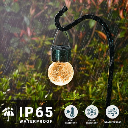 Solpex Hanging Solar Lights Outdoor, 8 Pack Decorative Cracked Glass Ball Light, Solar Powered Waterproof Globe Lighting, Hanging