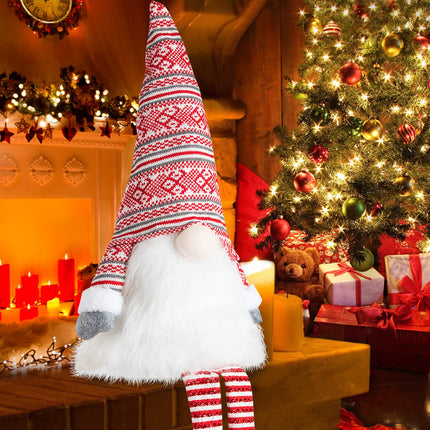 Ywlake Christmas Tree Topper Large Tomte Gnome Santa Ornaments 23 Inch, Plush Gnome with High Hat and Legs for Xmas Tree Home Fireplace Table Ornaments Decorations (Red)