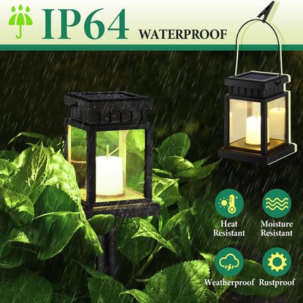 Solpex Solar Pathway Lights 8 Pack Led Outdoor Hanging Lanterns Solar Lights With Stake For Walkway, Ip64 Waterproof Decorative