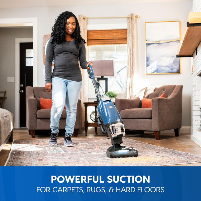 Vacmaster Ub0302E Bagged Upright Vacuum Lightweight Cleaner 2Motor Power Suction With Hepa Filtration, Led Headlight For Pet Hair, Carpet And Hardwood Floor, Blue