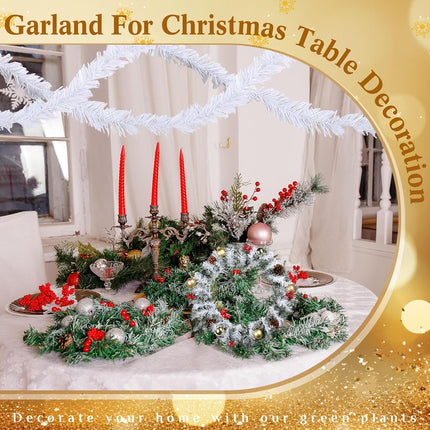 Hotop Artificial Christmas Garland Twist Pine Garland Tinsel Garland Xmas Metallic Decoration Faux Holiday Decor for Stair Fireplace Christmas Tree Wreath(324 ft,White)