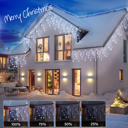 Icicle Lights Outdoor, 33 FT 400 LED Christmas Lights with 60 Drops, Waterproof Connectable Icicle Christmas Lights Outdoor with Remote and Timer, 8 Light Modes Christmas Decorations for Roofline