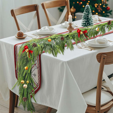 2 Pcs Real Touch Norfolk Pine Garlands 6FT Artificial Pine Greenery Garlands Faux Christmas Garland for Holiday Seasonal Indoor Home Decor Mantle