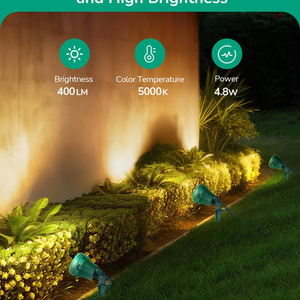 EDISHINE Christmas LED Outdoor Spotlights, 120V 4.8W Plug in Spot Light with 3 Lenses (Red Green Yellow), 180° Rotatable, 5000K, Waterproof Landscape Lighting for Flag Tree Garden, 2 Pack